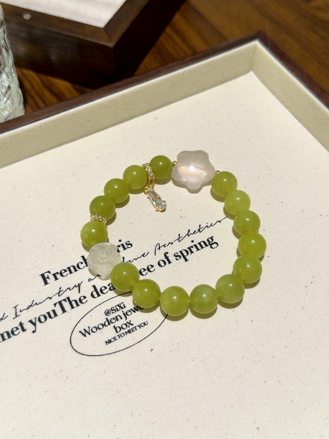 ▫️▪️ Xiuyu pink crystal white crystal star flower bracelet